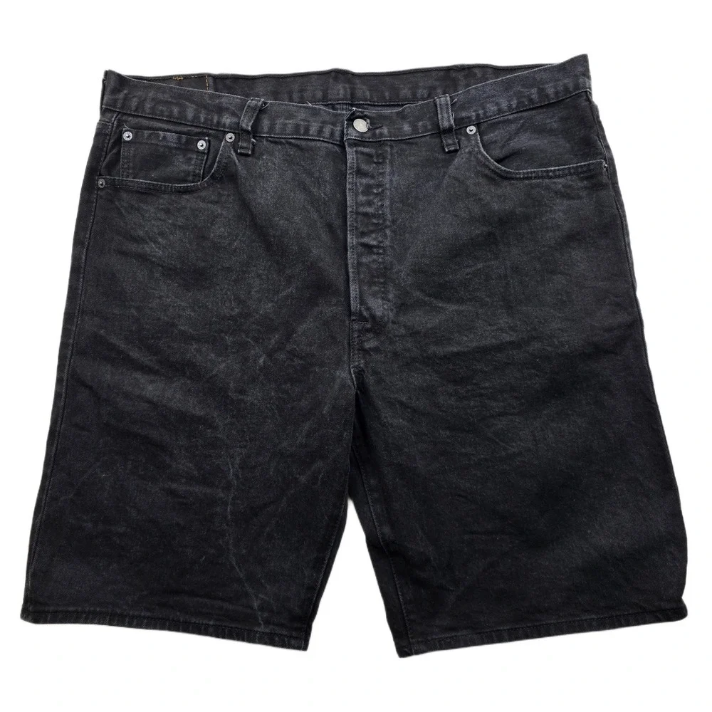Levi's 501 Denim Shorts Mens 42 Black Jean Stretch Original Fit Button Fly‎